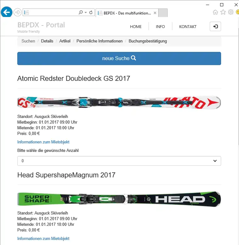 Das Buchungsportal für Verleih und Rental