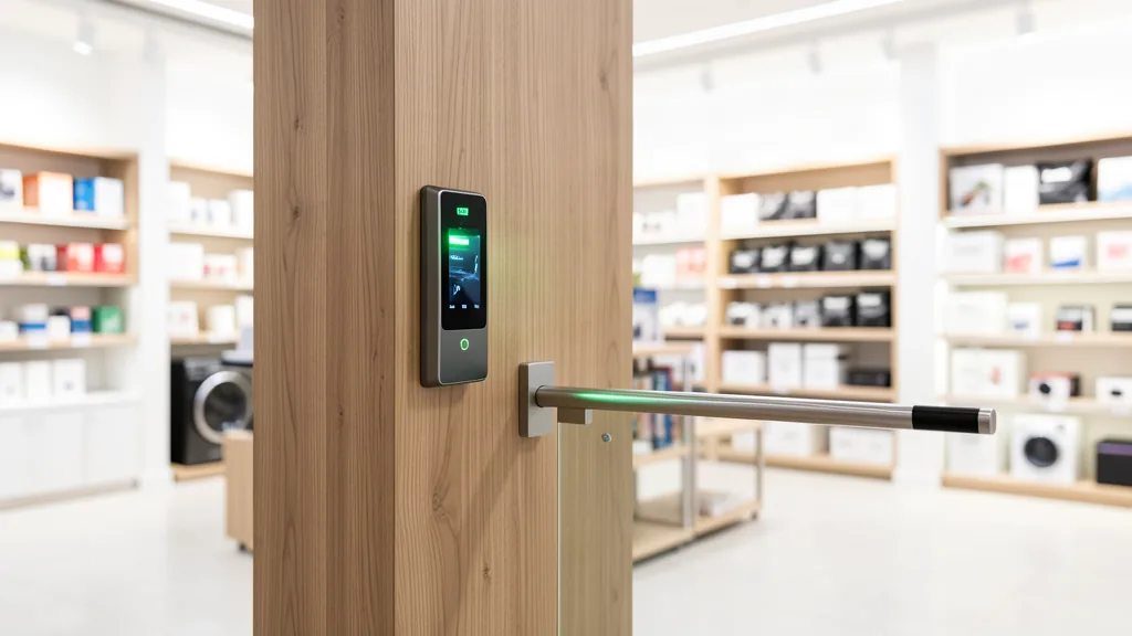 sportelo POS-Terminal – Barcode-Scanner am Ausgang mit grüner Statusanzeige und Schranke