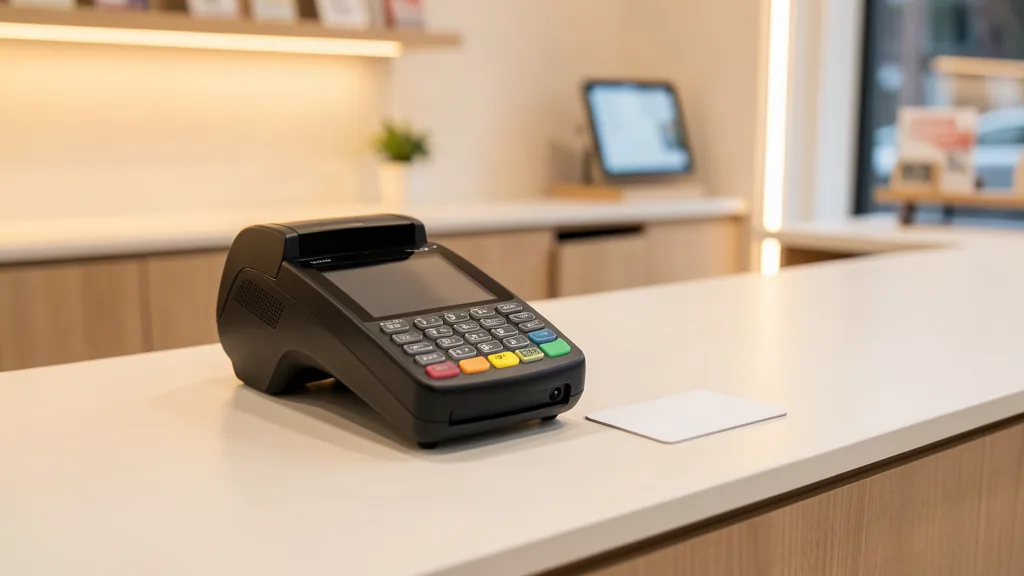 sportelo POS-Terminal – Kartenzahlung am modernen Terminal auf der Ladentheke